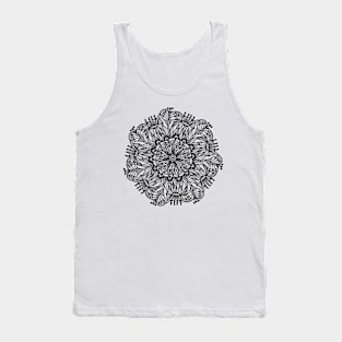 Floral mandala black and white 1 Tank Top